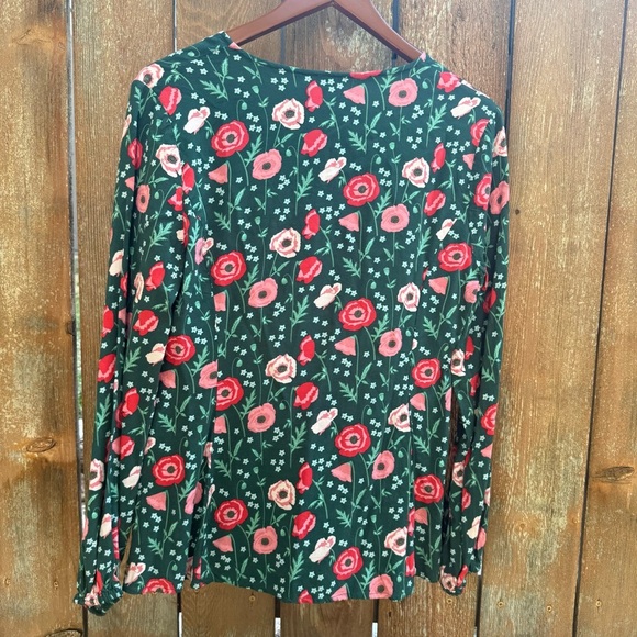 MATILDA JANE Women Pink Green Floral Yesteryear Tunic Peplum Blouse Size Medium - Picture 11 of 14